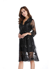 Load image into Gallery viewer, Deep V Sequin  Half Sleeve Party Dress