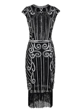 Load image into Gallery viewer, Green 1920s Crew Neck Sequined Flapper Dress
