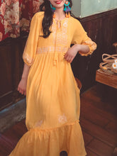 Load image into Gallery viewer, Jolly Vintage 2 Pieces Bohemian Hooded Embroidered Floral 3/4 Sleeve Boho Dress