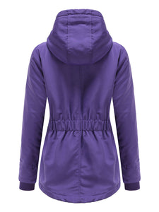 Women's Parker Coat Daily Going Out Fall Winter Casual Waisted Solid Color Oversized Hoodie Coat