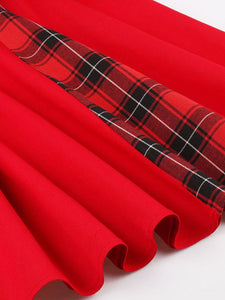 Plaid Square Neck Slim Fit Vintage Dress