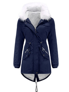 Women's Coat Daily Going Out Fall Winter Casual Waisted Solid Color Cotton Oversized Hoodie Coat