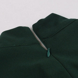 Dark Green Pockets Short Sleeve 50s Dress
