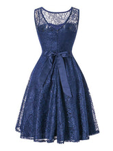 Load image into Gallery viewer, Semisheer Lace A Line Vintage Dress