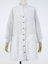 Load image into Gallery viewer, Women&#39;s White Polka Dots V Neck Loose Midi Length Dress