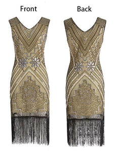3 Colors 1920s V Neck Sequined Flapper Dress