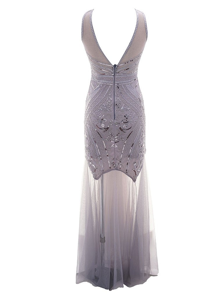 great gatsby maxi dress 1920s Black Natalia Long Gatsby Dress