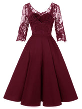Load image into Gallery viewer, Autumn Long Sleeve V Neck Lace Dress