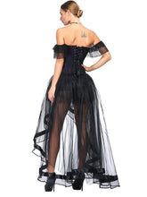 Load image into Gallery viewer, Halloween Costume Gothic Black Vintage Corset Top High Low Skirt For Women