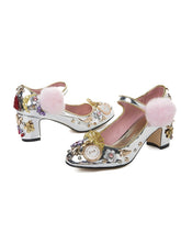 Load image into Gallery viewer, 9.5CM Luxury Pompom Chunky Heels Retro Shoes