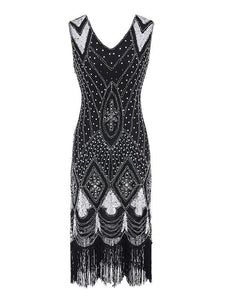 4 Colors 1920s V Neck Sequined Flapper Dress