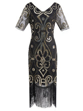 Load image into Gallery viewer, 1920S Fringed Sequin Gatsby Dress