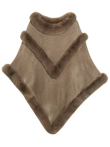Women Coat Cape Peacoat Faux Fur Collar Poncho 