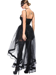 Halloween Costume Gothic Black Vintage Corset  High Low Skirt For Women