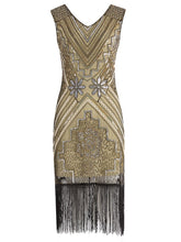 Load image into Gallery viewer, Wine Red 1920s V Neck Sequined Flapper Dress