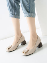 Load image into Gallery viewer, Chunky Heel  Square Toe PU Vintage Shoes