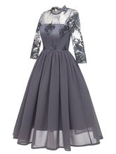 Load image into Gallery viewer, Stand Collar Embroidered Vintage Dress