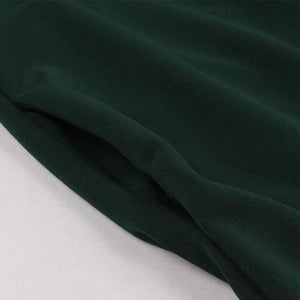 Dark Green Pockets Short Sleeve 50s Dress