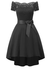 Load image into Gallery viewer, Solid Color Off the Shoulder Lace A line Vintage Party Dress