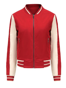 Women's Jacket Street Daily Fall Winter Casual Two Tone Stand Collar Sporty Jacket