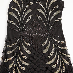 Black 1920s V Neck Sequined Flapper Dress
