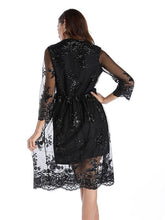 Load image into Gallery viewer, Deep V Sequin  Half Sleeve Party Dress