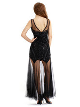 Load image into Gallery viewer, Gery 1920s V Neck Sequined Flapper Dress