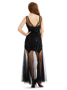 Gery 1920s V Neck Sequined Flapper Dress