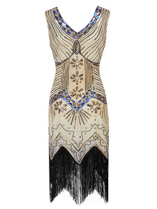 3 Colors 1920s  Sequined Fringed Flapper Dress