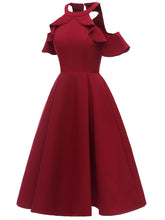 Load image into Gallery viewer, Elegant Open Shoulder CrewNeck Dress