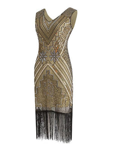 3 Colors 1920s V Neck Sequined Flapper Dress