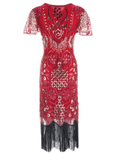 Load image into Gallery viewer, 4 Color 1920S Sequined Fringe Flapper Dress