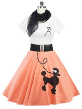 Load image into Gallery viewer, Sweet A Line Short Sleeve Printed Solid Color Vintage Dress
