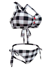 Load image into Gallery viewer, High Waisted Sexy Retro Style Backless Plaid Two Pieces Bikini Sets