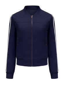 Women's Pilot Style Jacket Daily Fall Winter Casual Solid Color Stand Collar Sporty Jacket