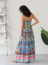Load image into Gallery viewer, Women&#39;s Boho Dress Spaghetti Strap Bow Split Floral Printed Maxi Dress