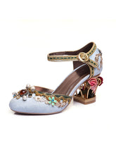 Load image into Gallery viewer, Luxury Floral Gem Studded Heels Ankle Strap Vintage Wedding Shoes