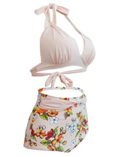 Load image into Gallery viewer, Sexy Classical Vintage Style Solid Background With Floral Two Pieces Bikini Sets