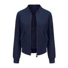 Load image into Gallery viewer, Women&#39;s Pilot Style Jacket Daily Zippered Fall Winter Casual Solid Color Stand Collar Sporty Jacket