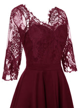 Load image into Gallery viewer, Autumn Long Sleeve V Neck Lace Dress