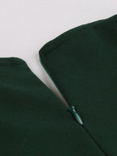 Load image into Gallery viewer, Dark Green V Neck Short Sleeve 50S Vintage Dress 
