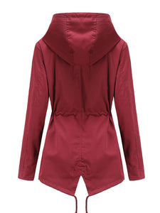 Women's Jacket Daily Going Out Fall Winter Casual Waisted Solid Color Hoodie Sporty Jacket