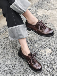 Women's Oxfords Round Toe Sheepskin Vintage Shoes