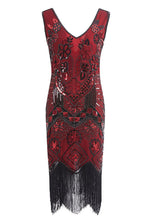 Load image into Gallery viewer, 1920S Floral Fringed Sequin Gatsby Dress