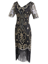 Load image into Gallery viewer, 1920S Fringed Sequin Gatsby Dress