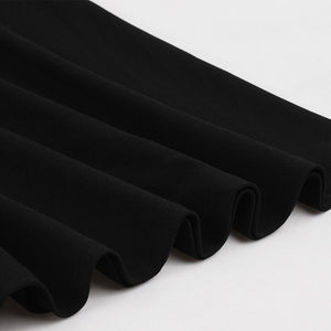 With Pocket Semi-Sheer A Line Black 50S Dress