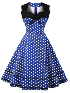 White 1950s Polka Dot Swing Dress