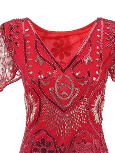 4 Color 1920S Sequined Fringe Flapper Dress