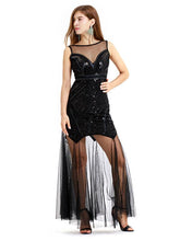 Load image into Gallery viewer, Gery 1920s V Neck Sequined Flapper Dress