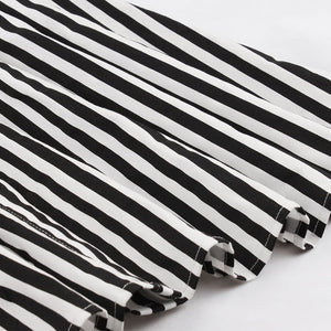 With Pocket Bow Stripe Black 50S Dress